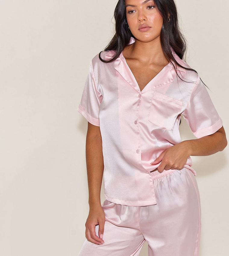 Satin Short Sleeves Pyjama Set