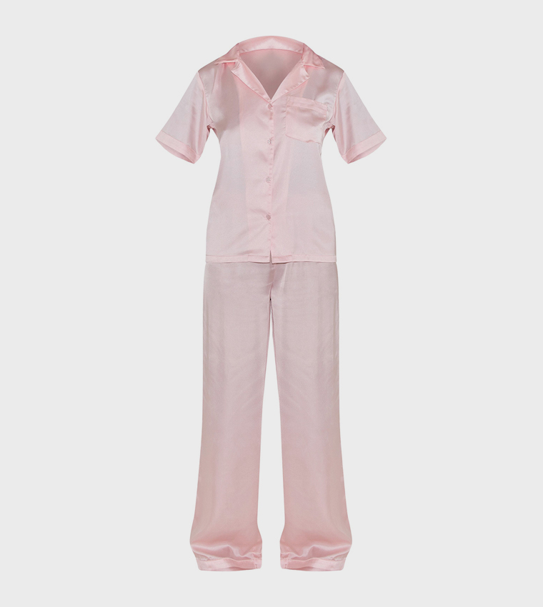 Satin Short Sleeves Pyjama Set