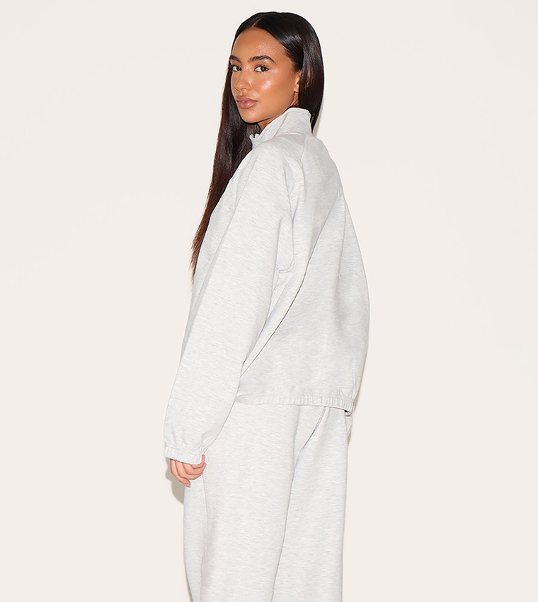 Petite Oversized Interlock Zip-Through Jacket