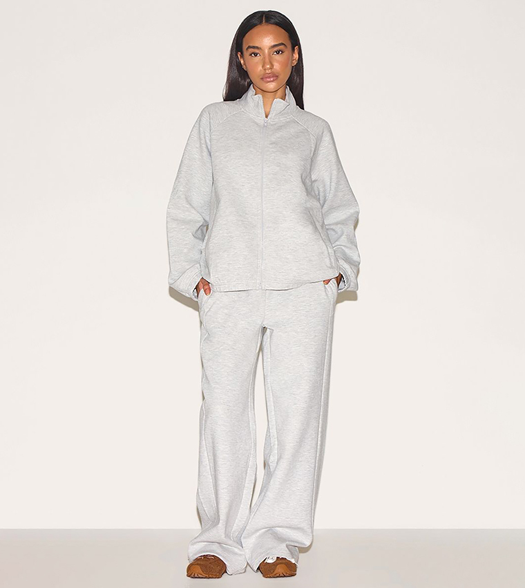 Petite Oversized Interlock Zip-Through Jacket