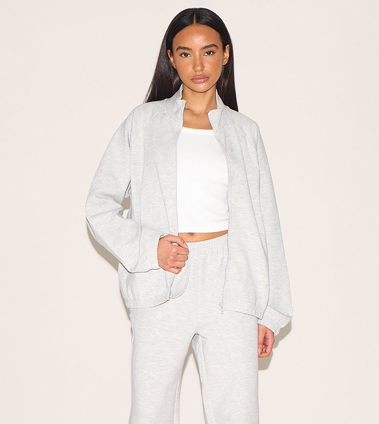 Petite Oversized Interlock Zip-Through Jacket