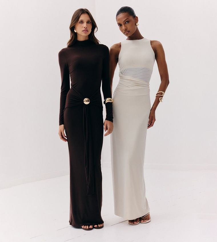 Slinky Belt Detail Maxi Dress