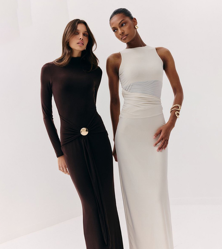 Slinky Belt Detail Maxi Dress