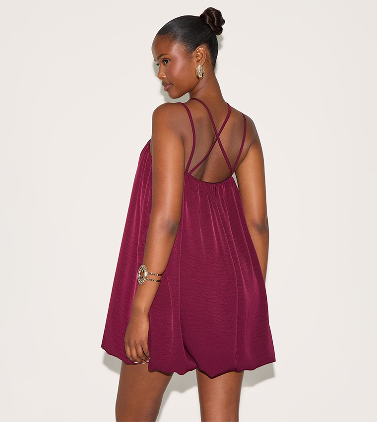 Puff Ball Strappy Mini Dress