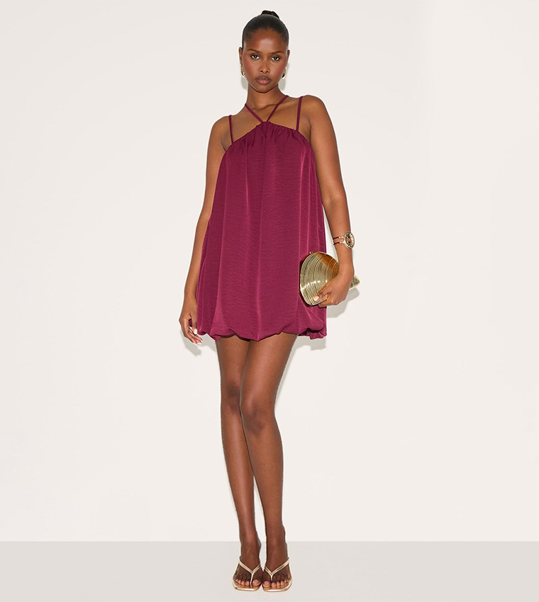 Puff Ball Strappy Mini Dress