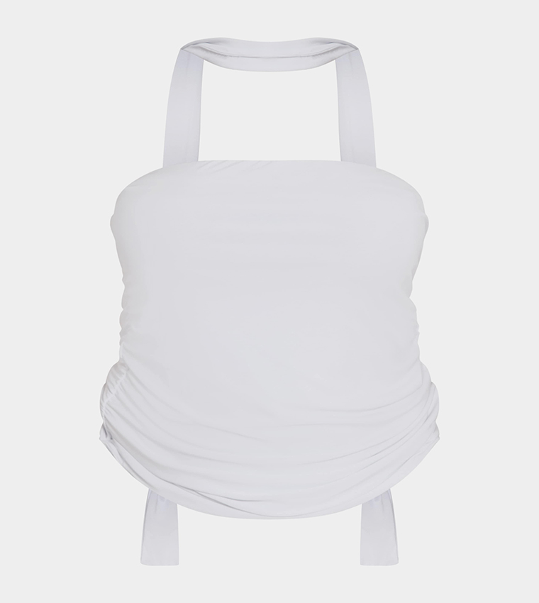 Curve Scarf Neck Double Layer Jersey Bandeau Top