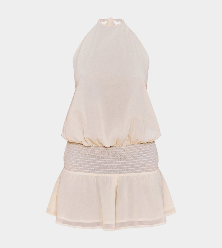 Solid Chiffon Halterneck Playsuit