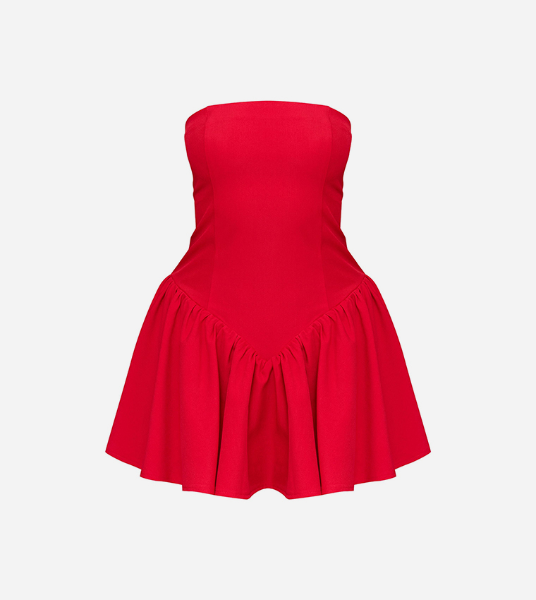 Woven Bandeau Dropped Waist Playsuit