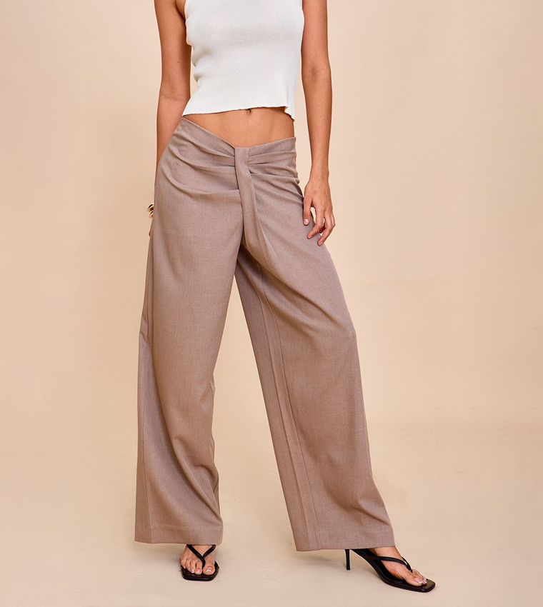 Tailored Drape Detail Dip Waist Trousers