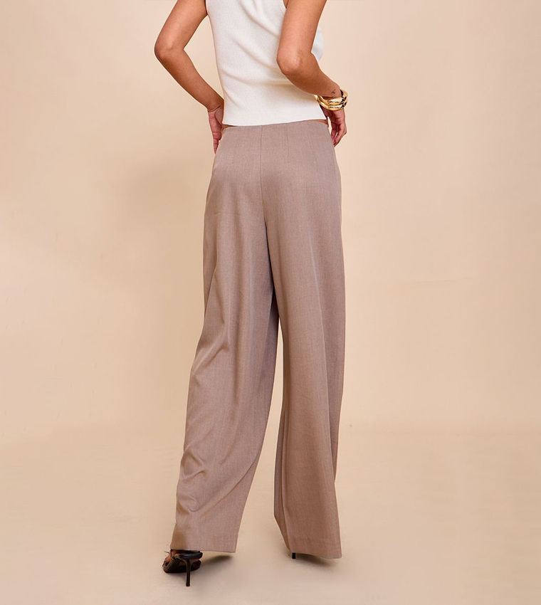 Tailored Drape Detail Dip Waist Trousers