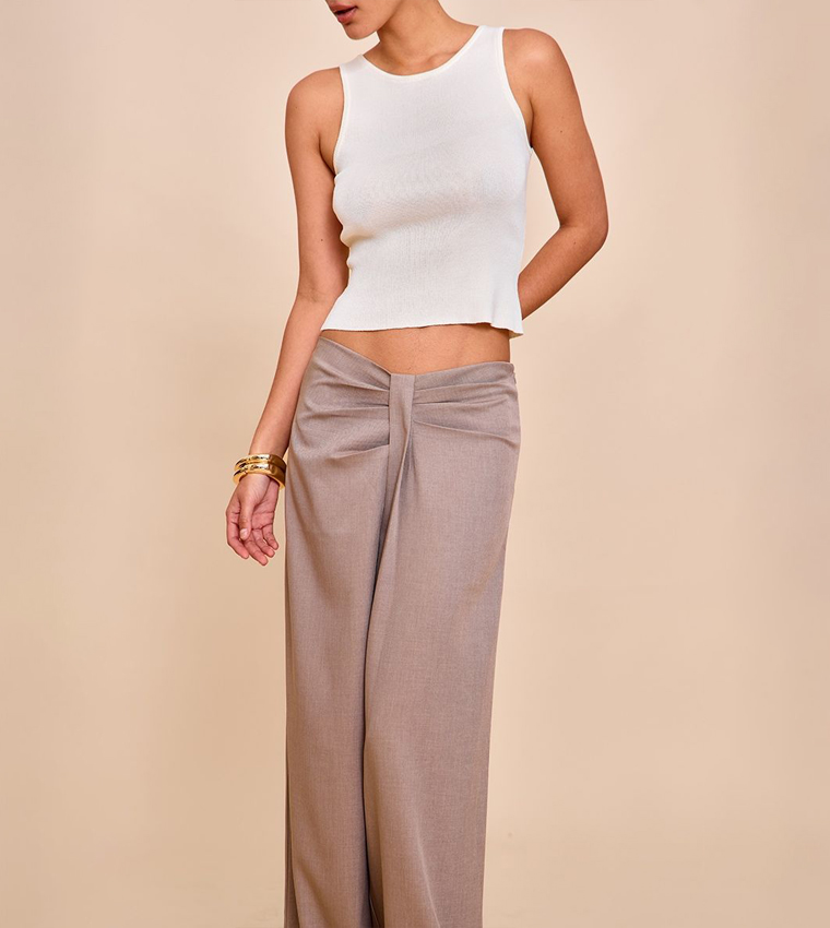 Tailored Drape Detail Dip Waist Trousers