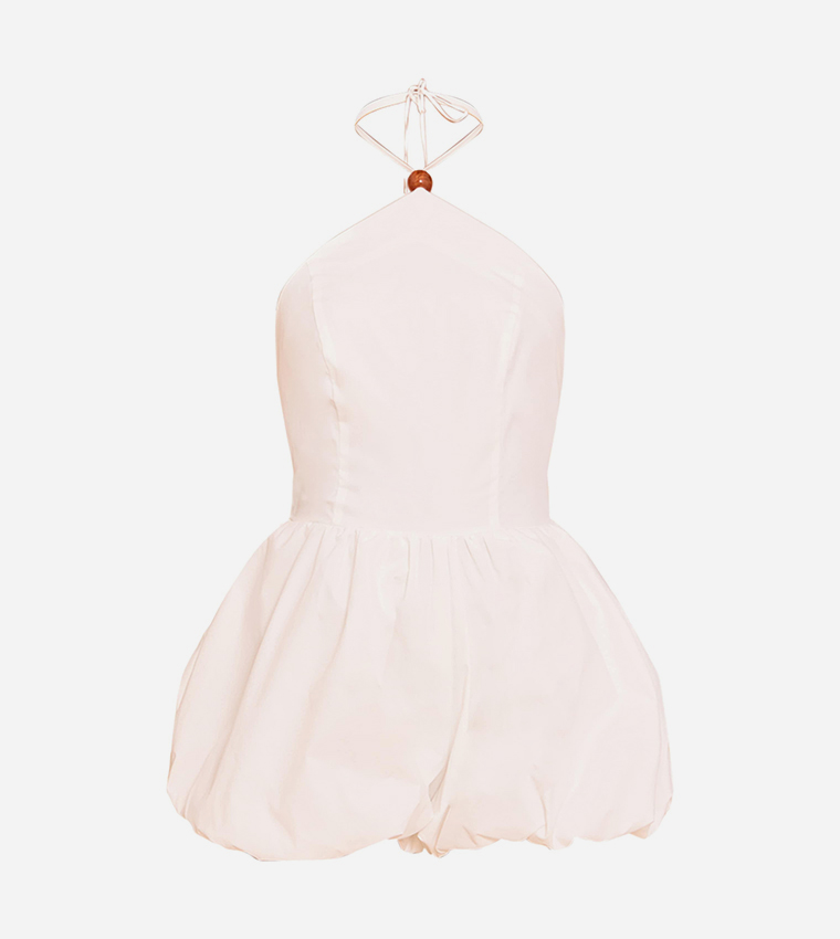 Halterneck Puffball Playsuit