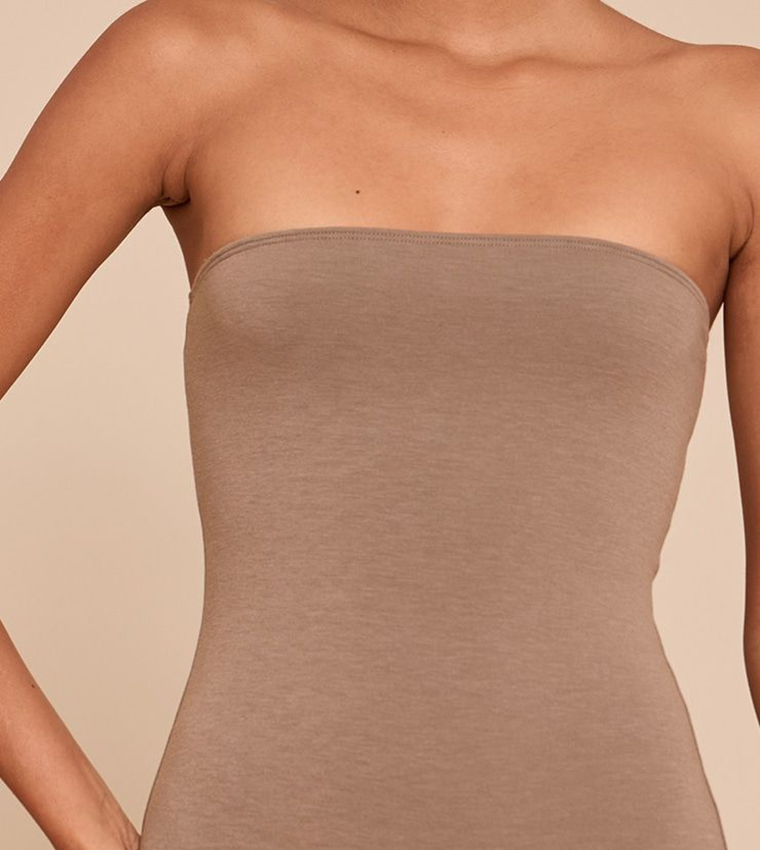 Double Layer Contour Jersey Bandeau Flared Jumpsuit