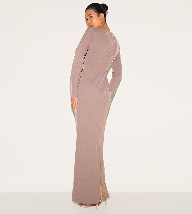 Tailored Boat Neck Maxi Dress