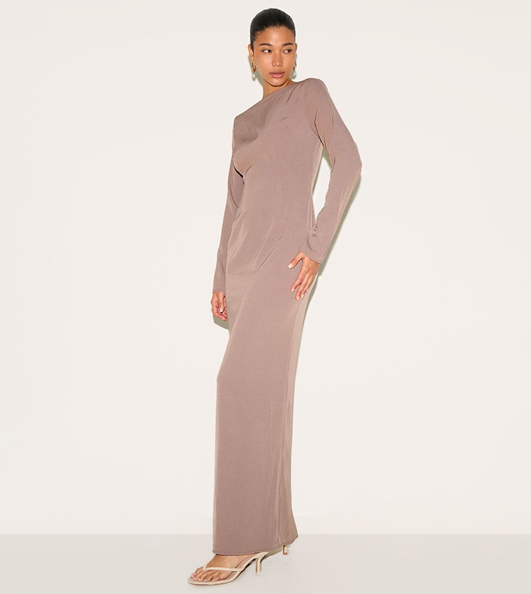 Tailored Boat Neck Maxi Dress
