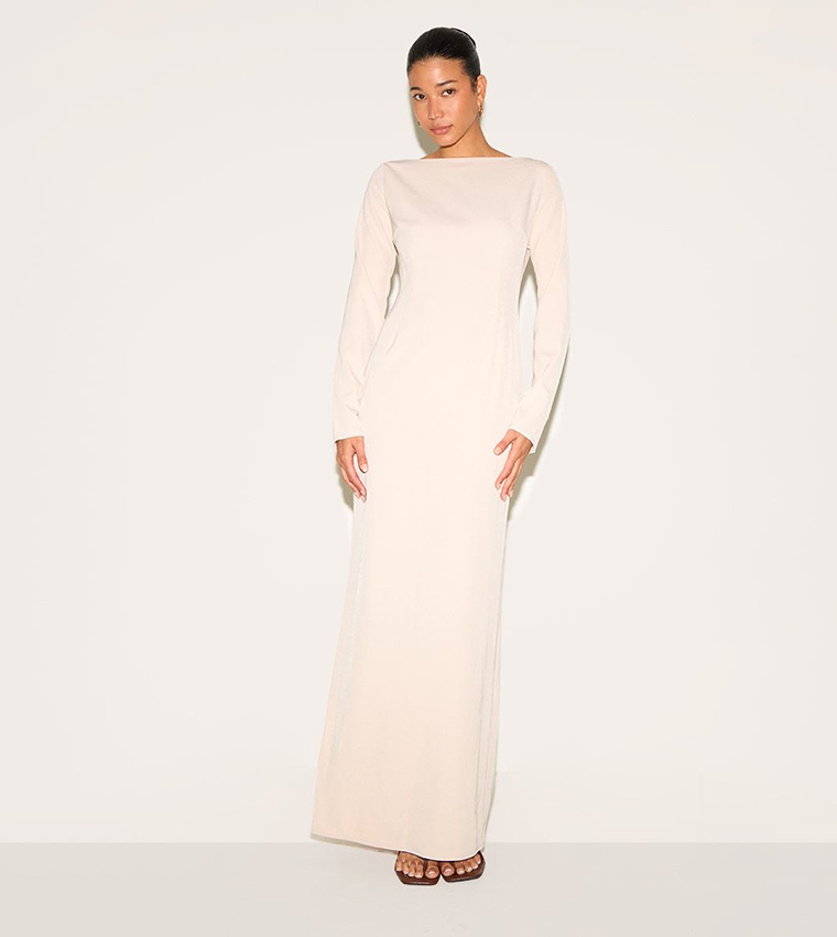 Tailored Boat Neck Maxi Dress