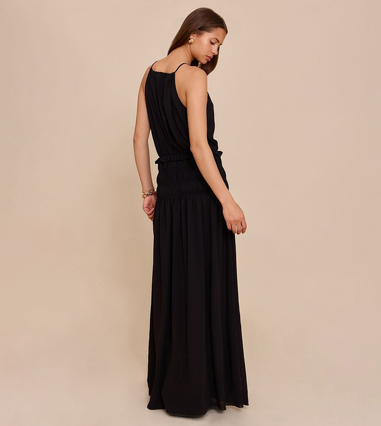 Chiffon Shirred Maxi Dress