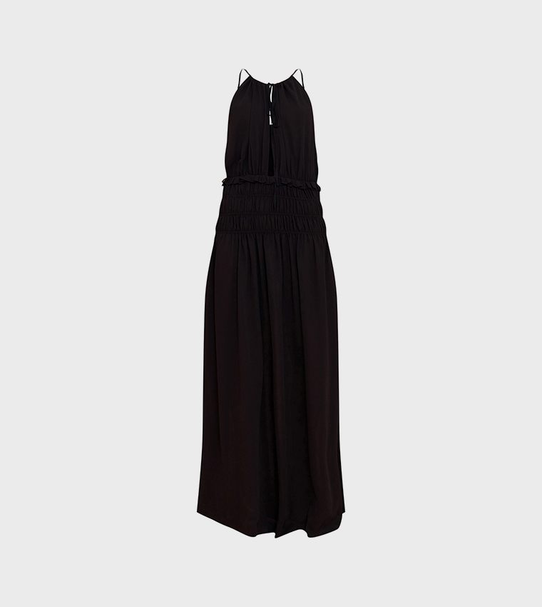 Chiffon Shirred Maxi Dress