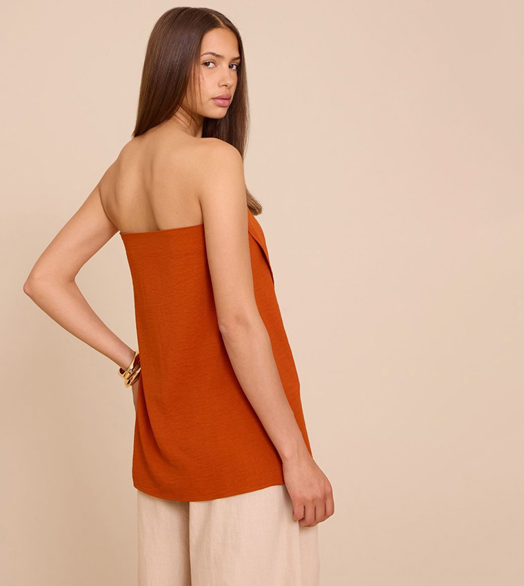 Floaty Woven Split Hem Bandeau Longline Top