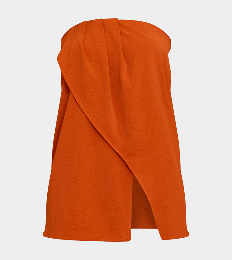 Floaty Woven Split Hem Bandeau Longline Top
