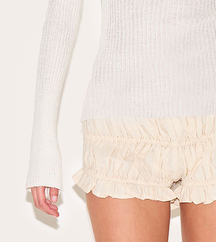 Ribbed Knitted Long Sleeves Top