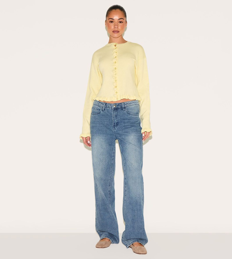 Knit Ruffle Detail Cardigan