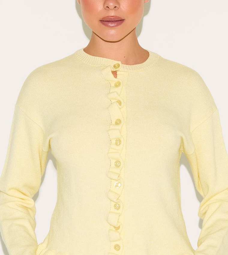 Knit Ruffle Detail Cardigan