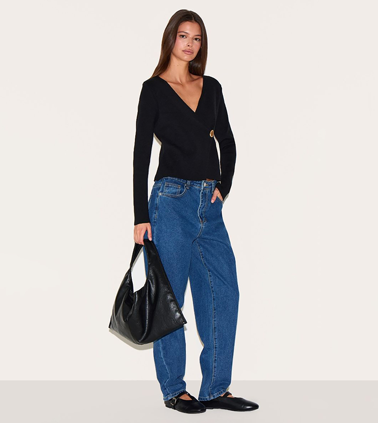 Asymmetric Compact Knitted Cardigan