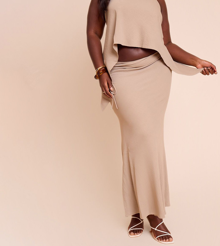 Curve Floaty Tie Side Low Rise Maxi Skirt
