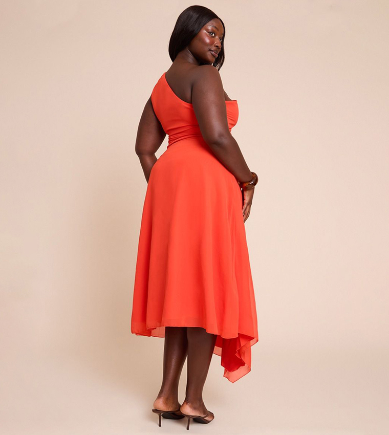 strapless open back dress Plum One Shoulder Strap Midi Dress  AX Paris