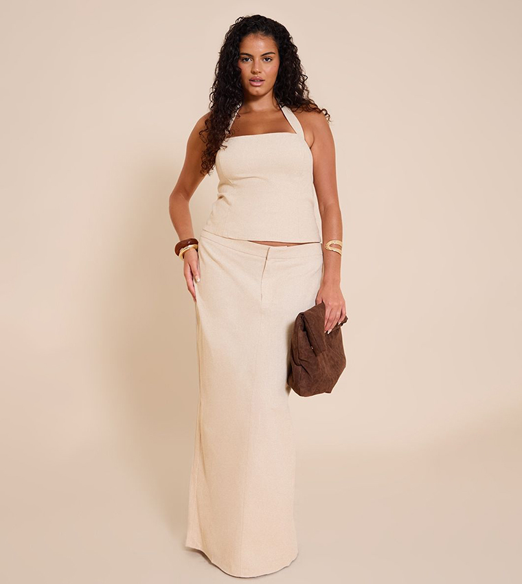 Curve Premium Linen A-Line Maxi Skirt