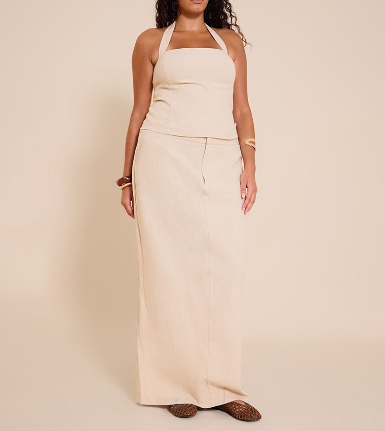 Curve Premium Linen A-Line Maxi Skirt