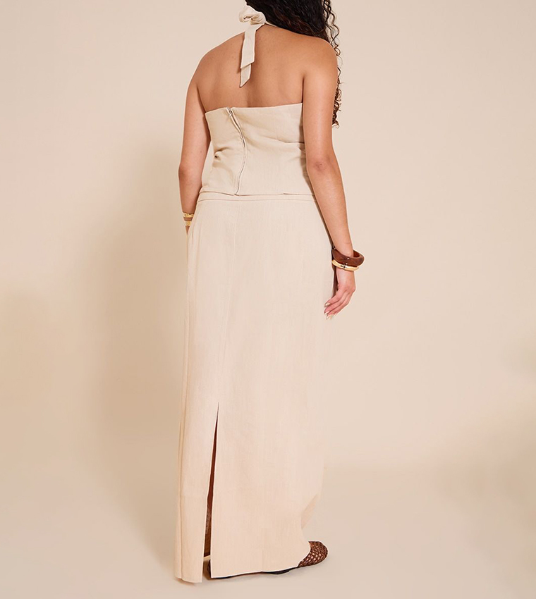 Curve Premium Linen A-Line Maxi Skirt