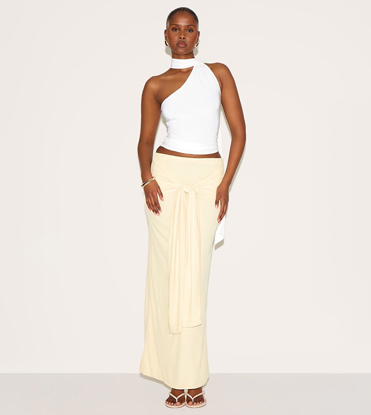 Buy PrettyLittleThing Double Layer Burnout Mesh Wrap Front Maxi