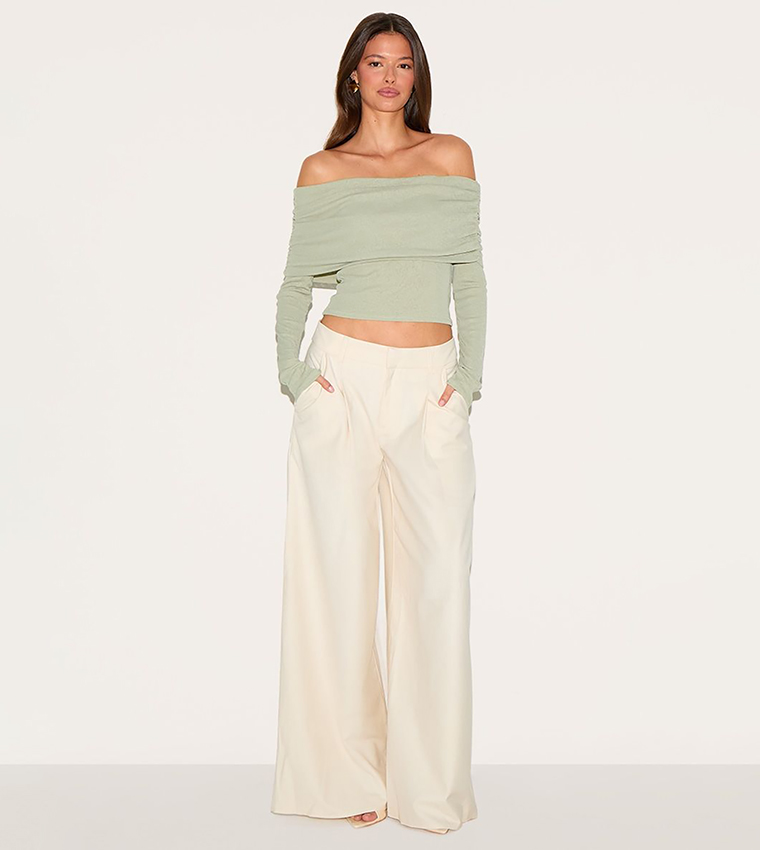 Bardot Ruched Crop Top