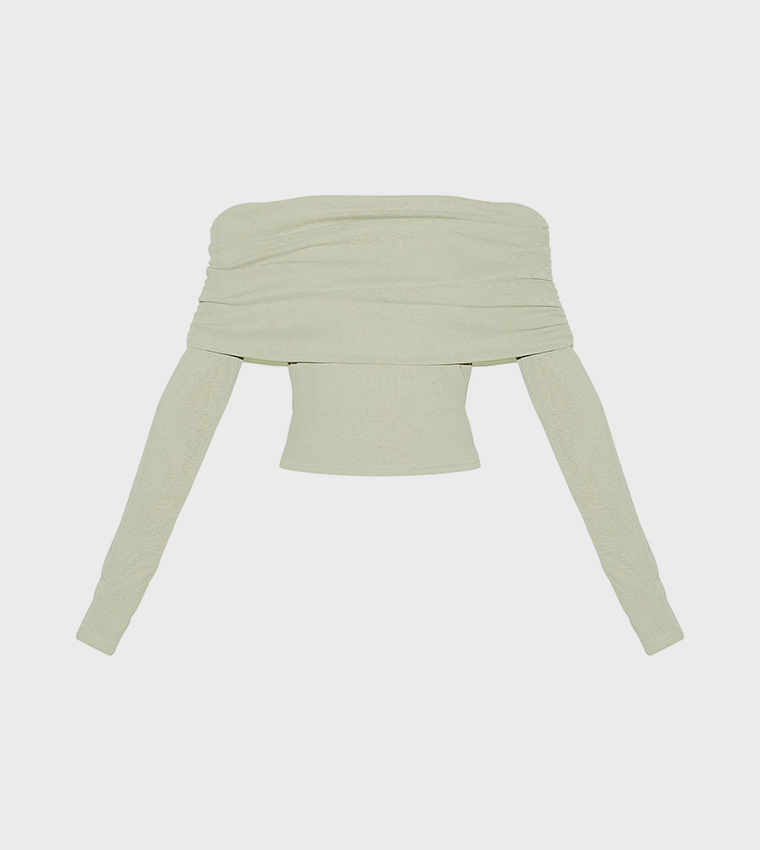 Bardot Ruched Crop Top