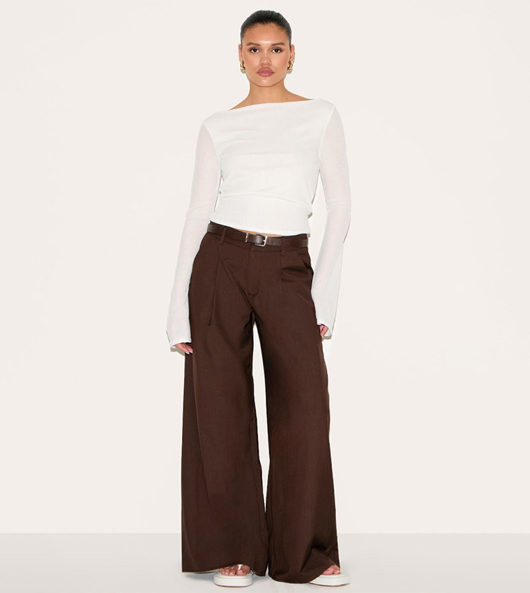 Double Layer Mesh Flared Sleeves Top