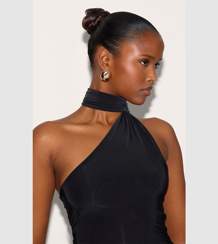 Double Layer Scarf Detail Crop Top