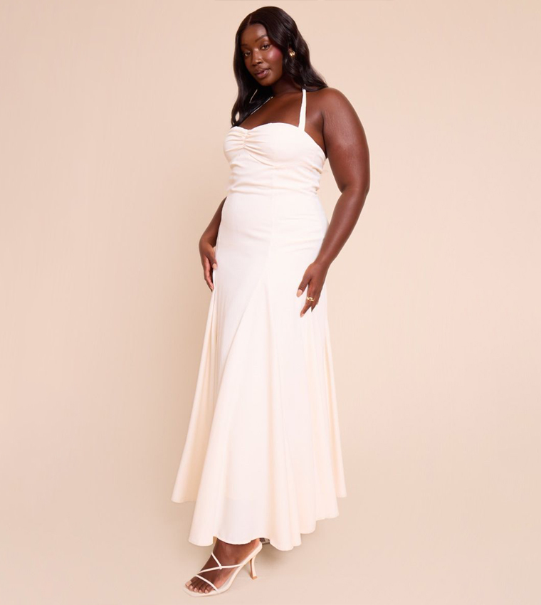 Curve Halterneck Ruched Bust Detail Maxi Dress