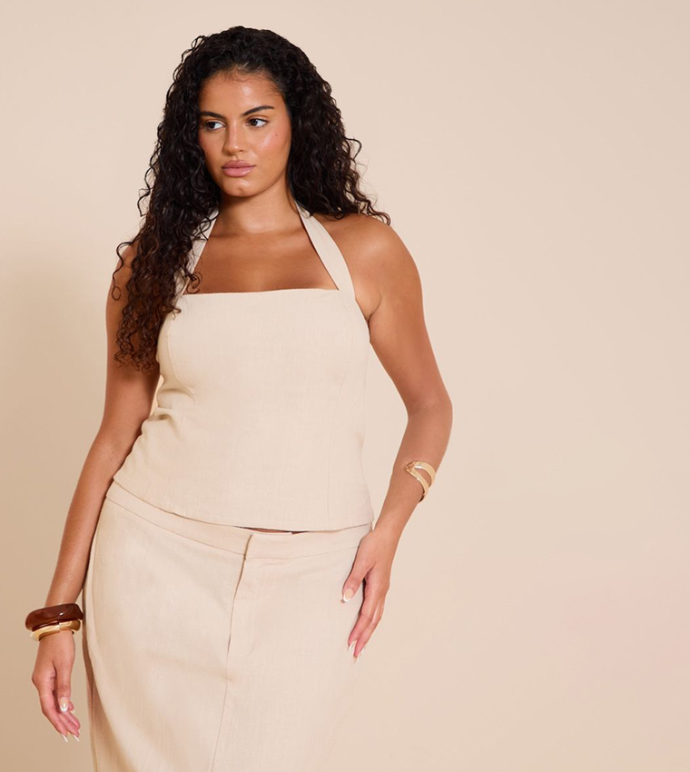 Curve Premium Linen Halterneck Top