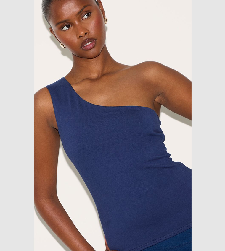 Solid One Shoulder Top