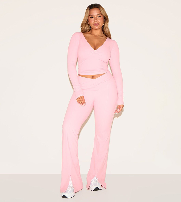 Shape Sculpt Wrap V-Neck Long Sleeves Top