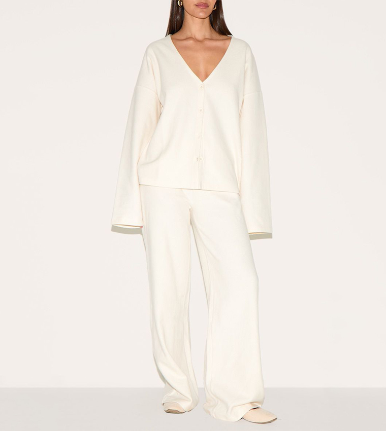 Ribbed Slouchy Wide Leg Trousers