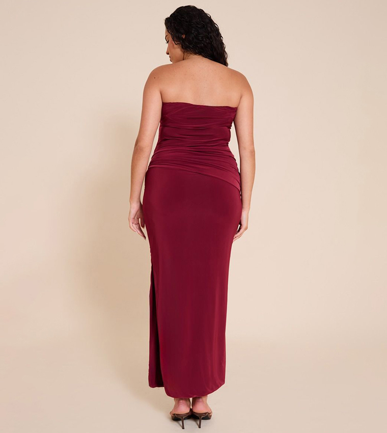Curve Tie Detail Bandeau Soft Touch Maxi Dress