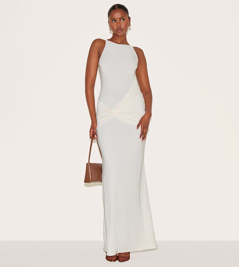 Midi Dress Mesh Side Dress Shona Joy Claude Side Split Maxi Dress Ivory  Bridesmaids Dress