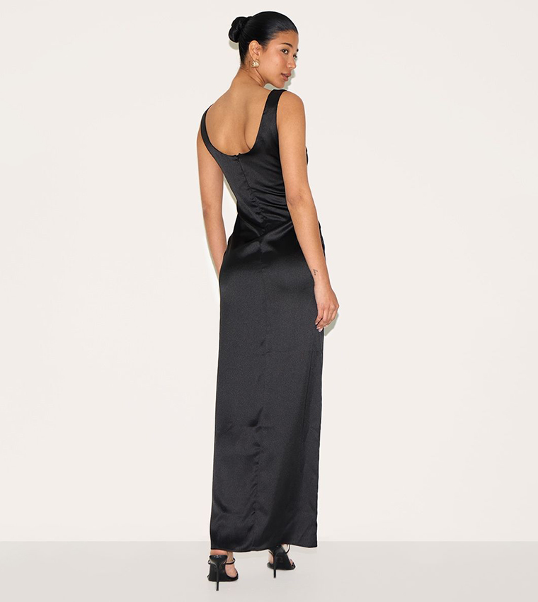 Satin Scoop Neck Maxi Dress