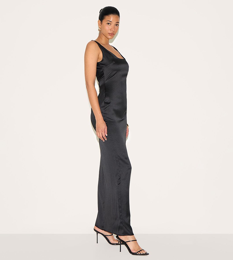 Satin Scoop Neck Maxi Dress