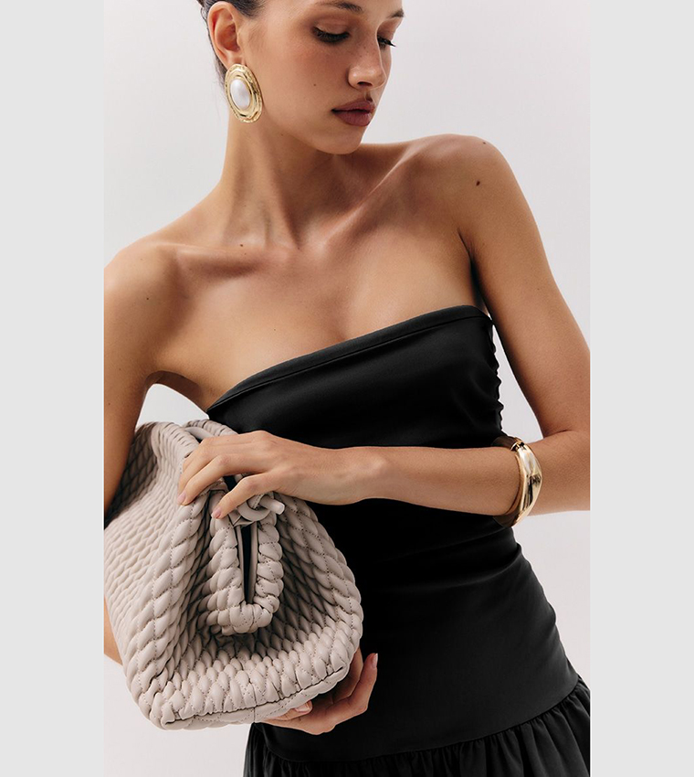 Stretch Strapless Ruched Maxi Dress