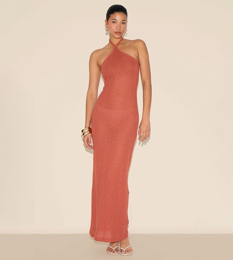 halter neck cut out maxi dress Soraya Plunge Halter Neck Maxi Dress