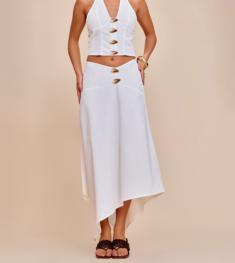 Asymmetric Hem Maxi Skirt